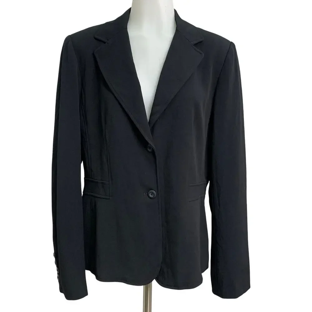 Apt 9 Womens 14 Stretch Black Blazer Button Front Basic Jacket Suit Work Coat